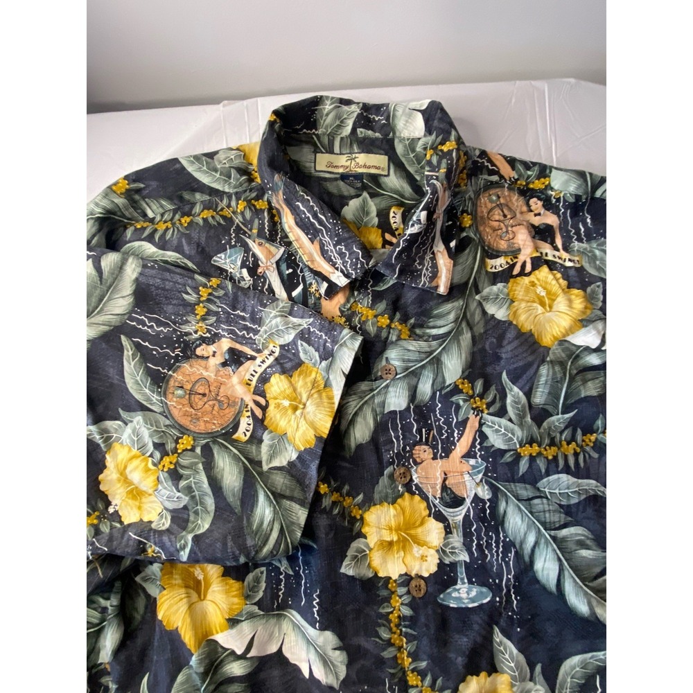Tommy Bahama Vintage RARE 100% Silk Full Swing Floral‎ Camp Shirt-Size XL
